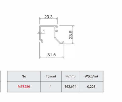 Nẹp kính 23.3 (Chân nẹp 31.5)