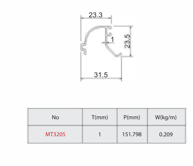 Nẹp kính 23.3 (Chân nẹp 31.5) - PGAXF3205